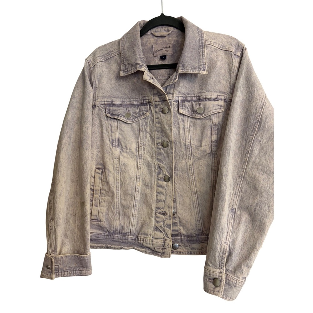 Universal Thread Purple Acid Wash Denim Trucker Jacket Soft Medium Button Front